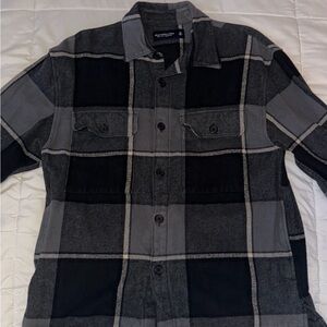 Abercrombie & Fitch Charcoal and Light Gray Plaid Shirt